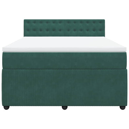 Boxspringbett mit Matratze Dunkelgrün 160x200 cm Samt