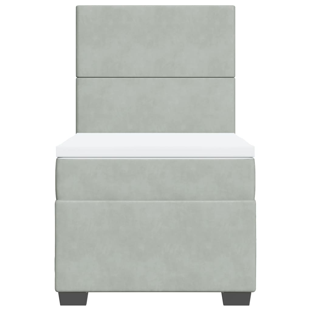 Boxspringbett mit Matratze Hellgrau 100x200 cm Samt