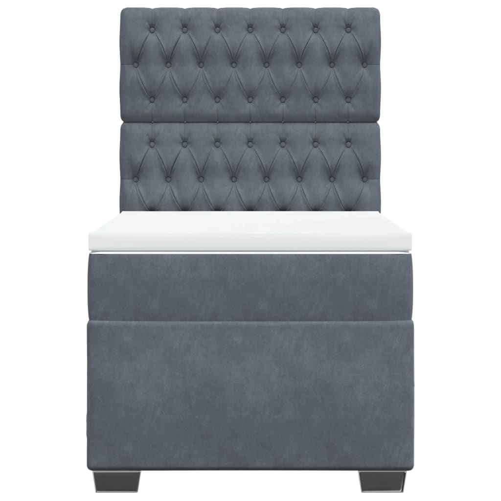 Boxspringbett mit Matratze Dunkelgrau 100x200 cm Samt