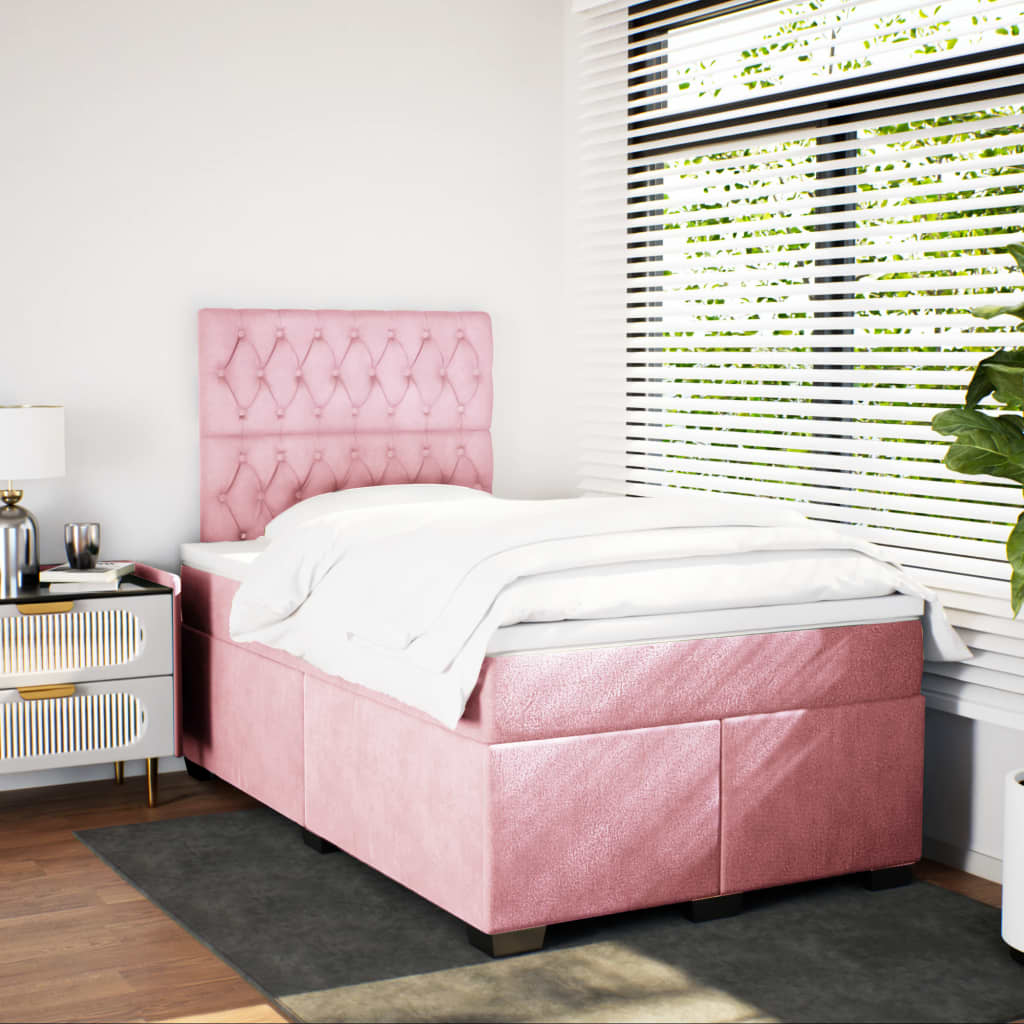 Boxspringbett mit Matratze Rosa 120x190 cm Samt