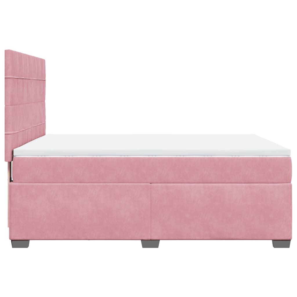 Boxspringbett mit Matratze Rosa 140x200 cm Samt