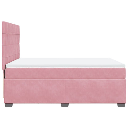 Boxspringbett mit Matratze Rosa 140x200 cm Samt