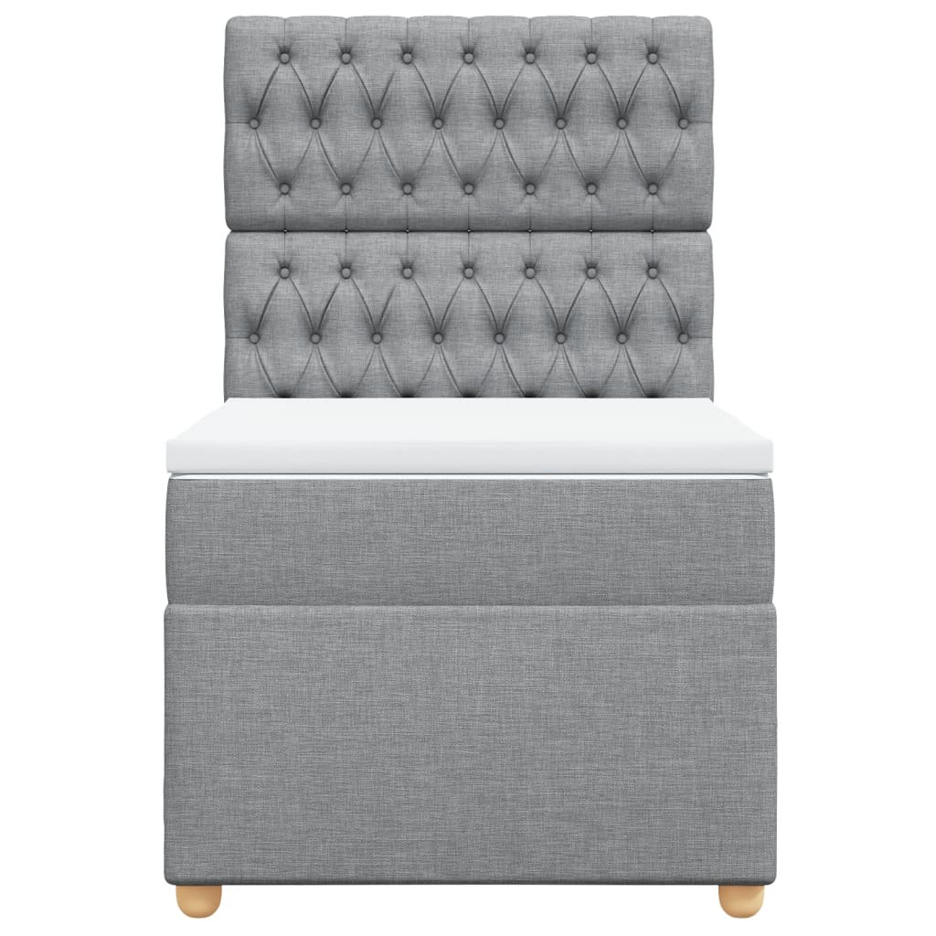 Boxspringbett mit Matratze Hellgrau 80x200 cm Stoff