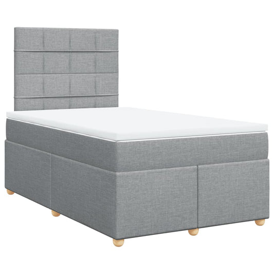 Boxspringbett mit Matratze Hellgrau 120x190 cm Stoff