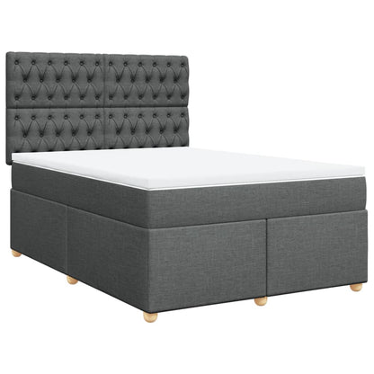 Boxspringbett mit Matratze Dunkelgrau 140x190 cm Stoff