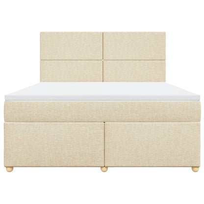 Boxspringbett mit Matratze Creme 180x200 cm Stoff