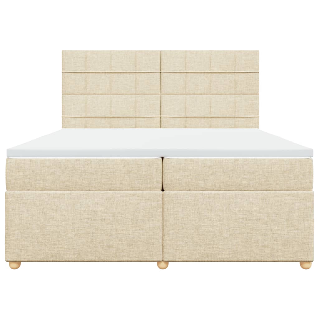 Boxspringbett mit Matratze Creme 200x200 cm Stoff