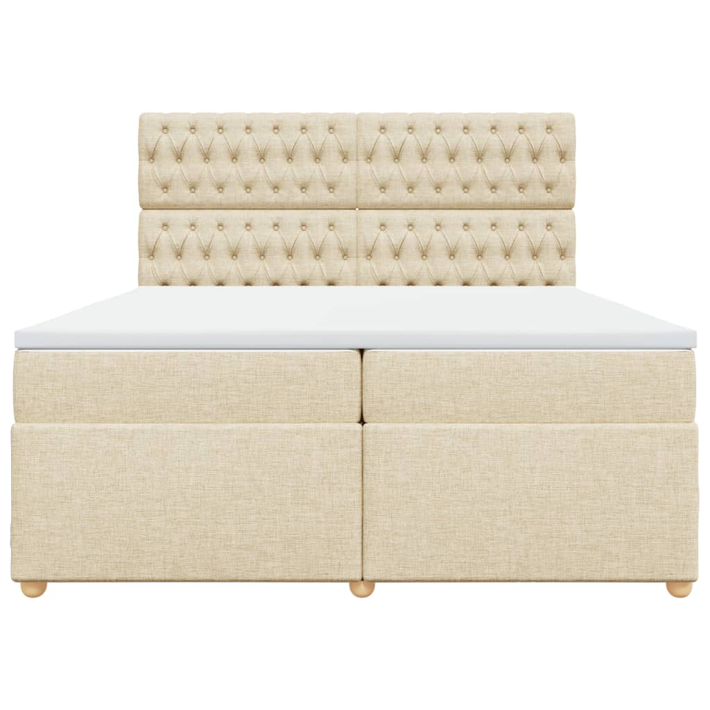 Boxspringbett mit Matratze Creme 200x200 cm Stoff