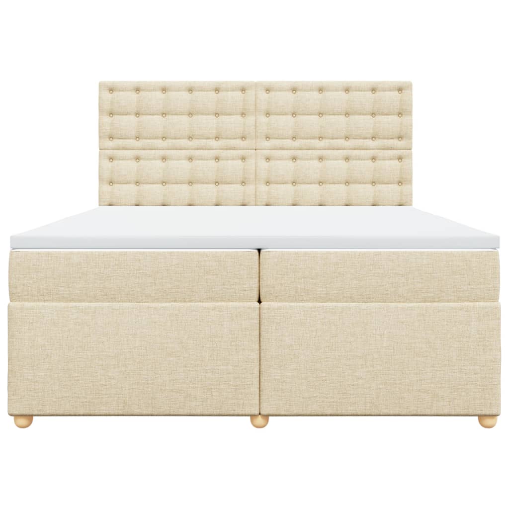 Boxspringbett mit Matratze Creme 200x200 cm Stoff