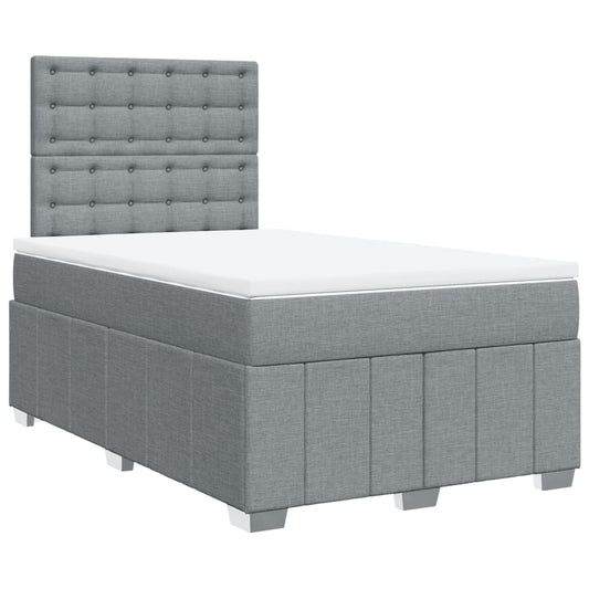 Boxspringbett mit Matratze Hellgrau 120x190 cm Stoff