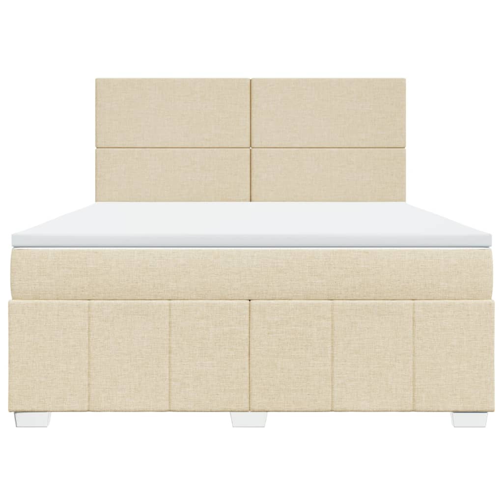 Boxspringbett mit Matratze Creme 180x200 cm Stoff