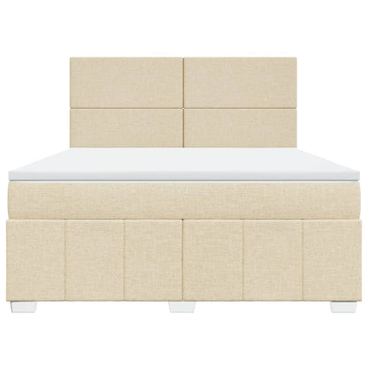 Boxspringbett mit Matratze Creme 180x200 cm Stoff