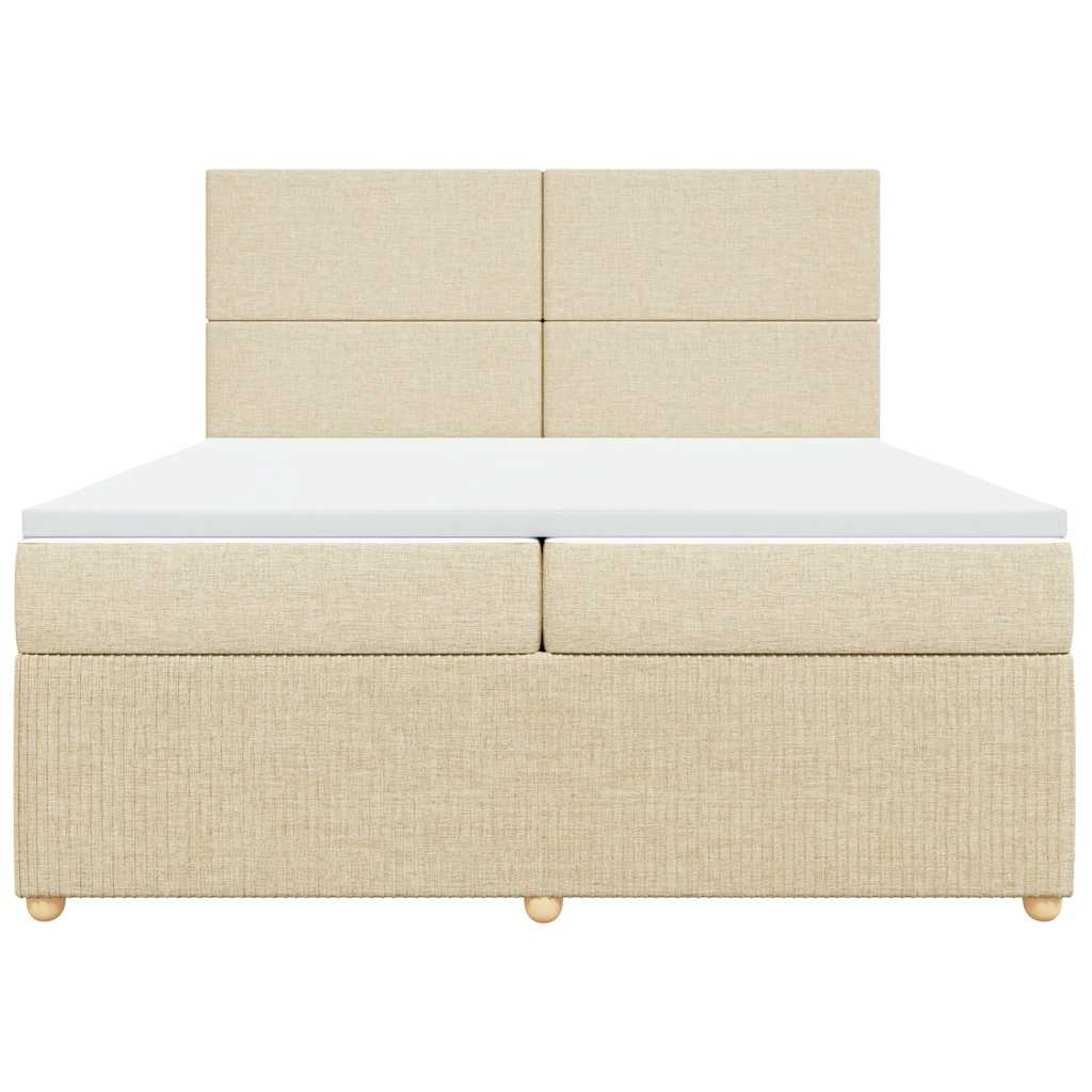 Boxspringbett mit Matratze Creme 200x200 cm Stoff