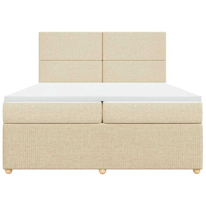 Boxspringbett mit Matratze Creme 200x200 cm Stoff