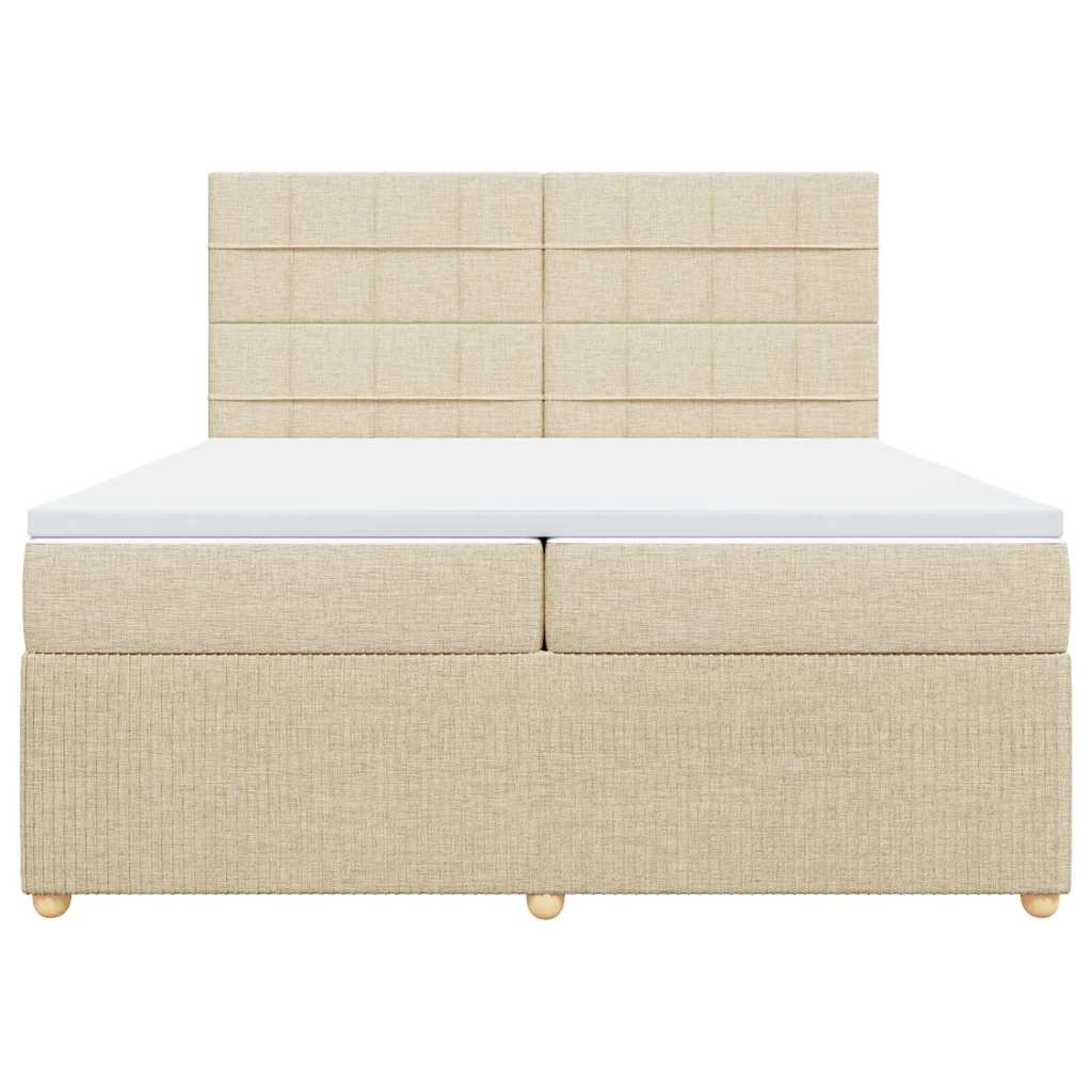 Boxspringbett mit Matratze Creme 200x200 cm Stoff