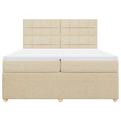 Boxspringbett mit Matratze Creme 200x200 cm Stoff