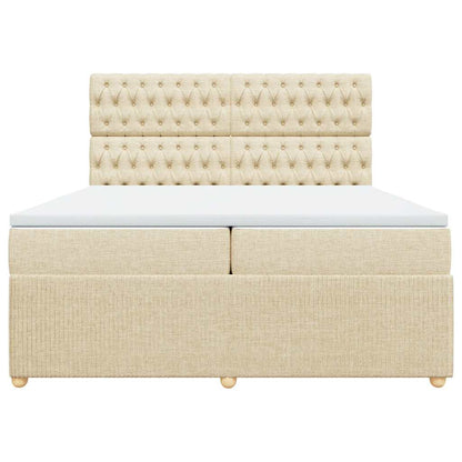 Boxspringbett mit Matratze Creme 200x200 cm Stoff