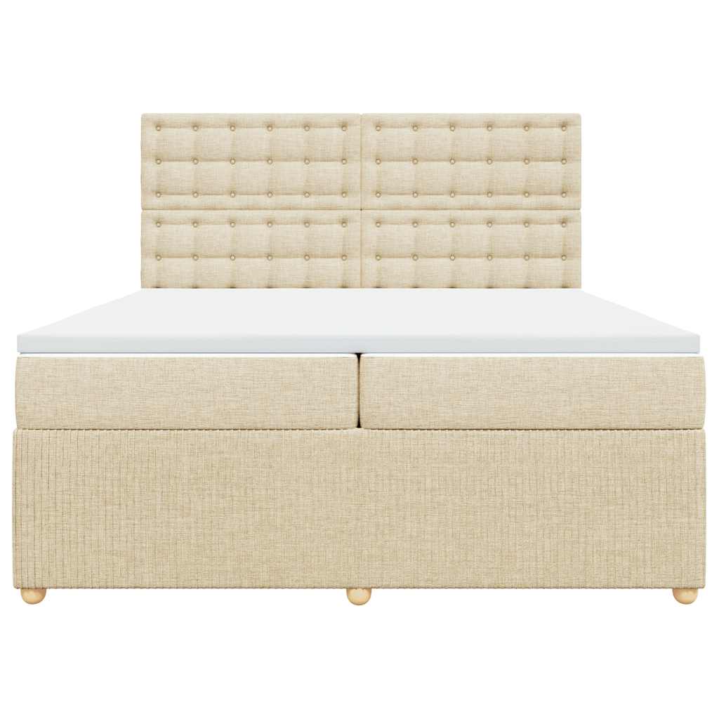 Boxspringbett mit Matratze Creme 200x200 cm Stoff