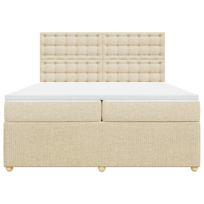 Boxspringbett mit Matratze Creme 200x200 cm Stoff