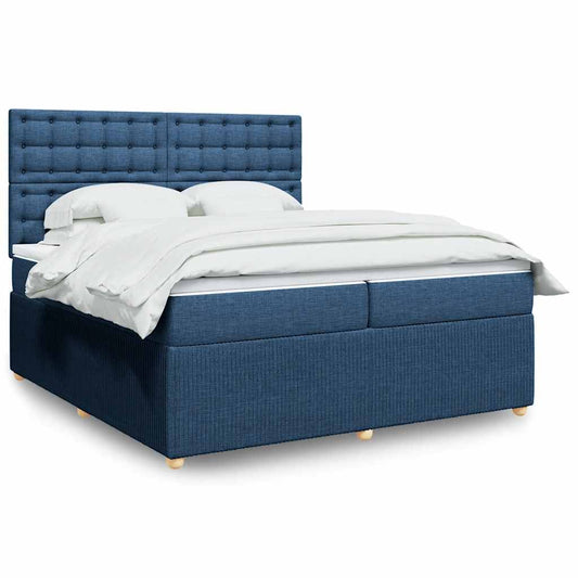 Boxspringbett mit Matratze Blau 200x200 cm Stoff