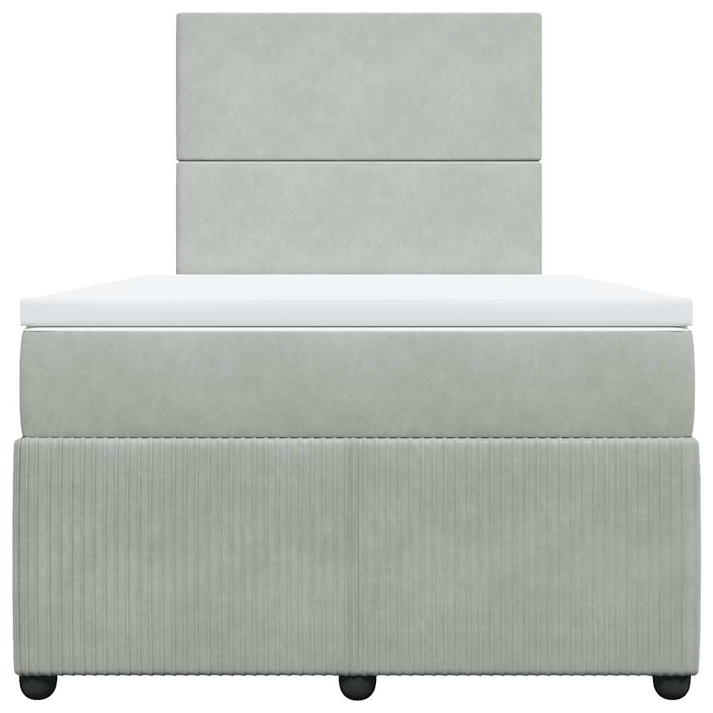 Boxspringbett mit Matratze Hellgrau 120x190 cm Samt