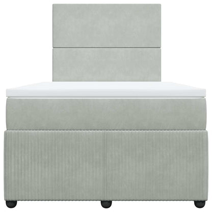 Boxspringbett mit Matratze Hellgrau 120x190 cm Samt