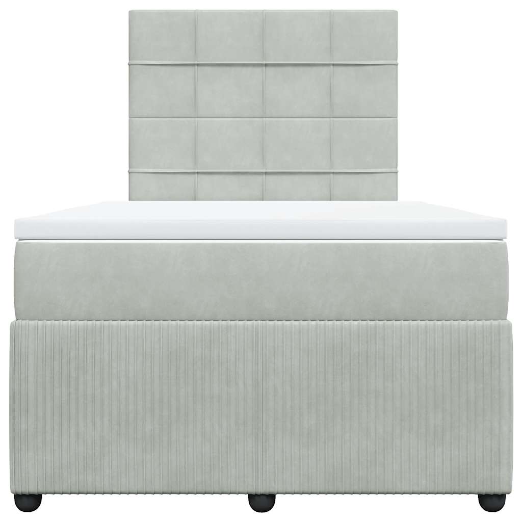 Boxspringbett mit Matratze Hellgrau 120x190 cm Samt