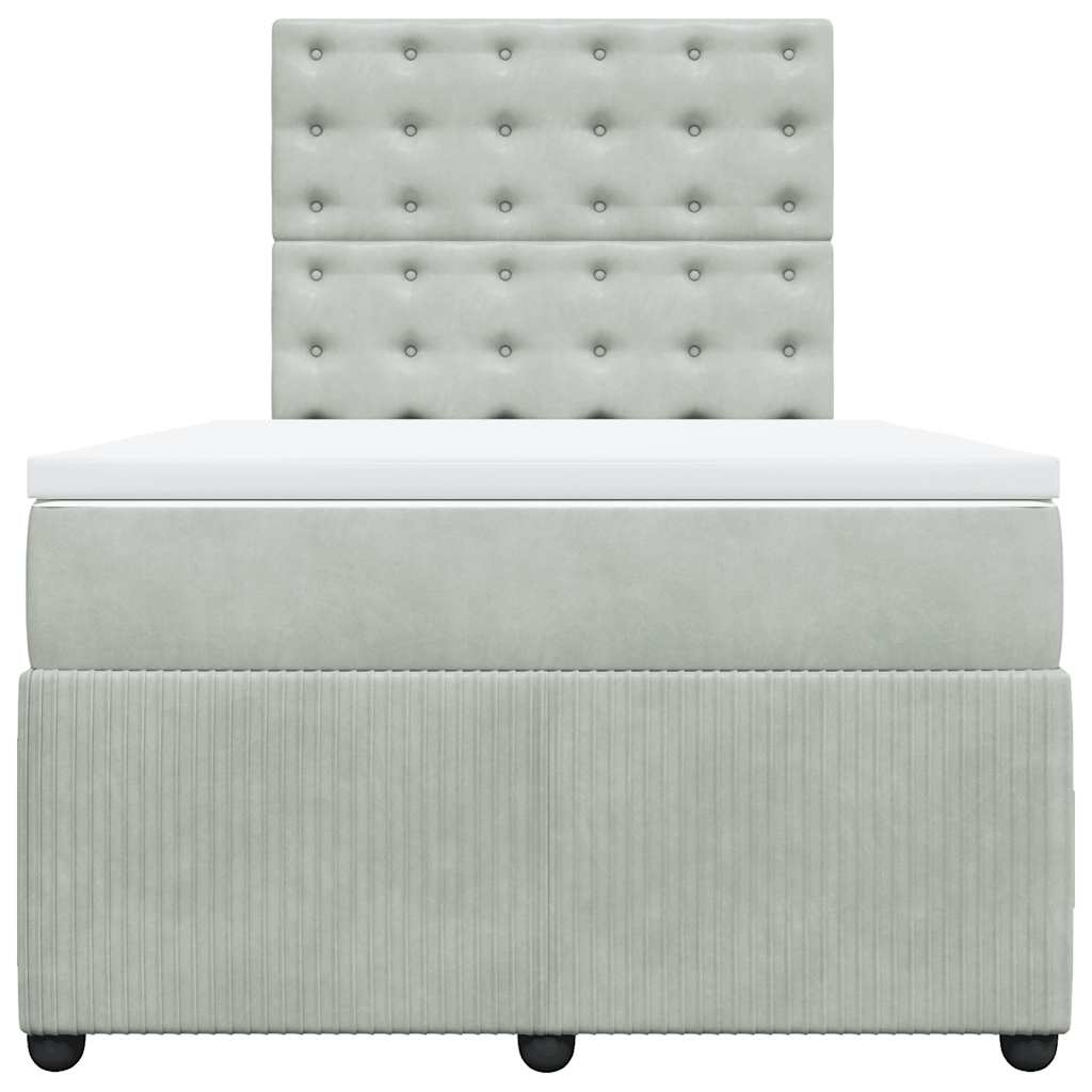 Boxspringbett mit Matratze Hellgrau 120x190 cm Samt