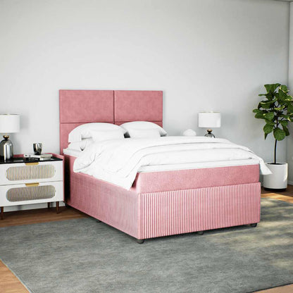 Boxspringbett mit Matratze Rosa 140x200 cm Samt