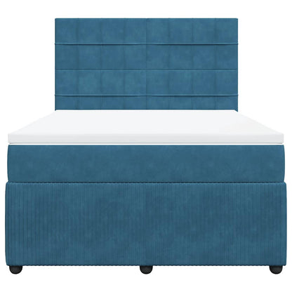 Boxspringbett mit Matratze Dunkelblau 140x200 cm Samt