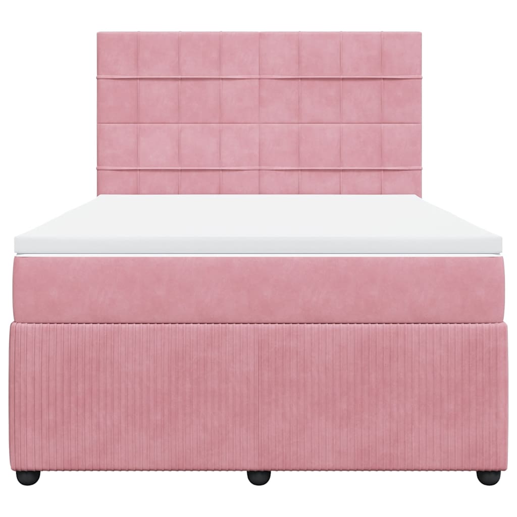 Boxspringbett mit Matratze Rosa 140x200 cm Samt
