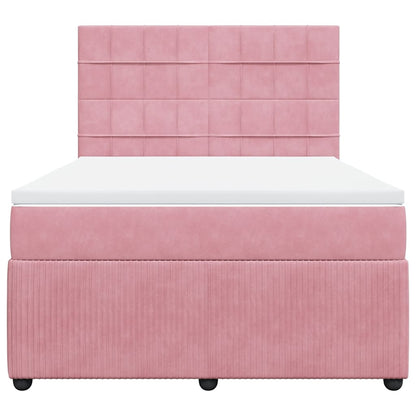 Boxspringbett mit Matratze Rosa 140x200 cm Samt