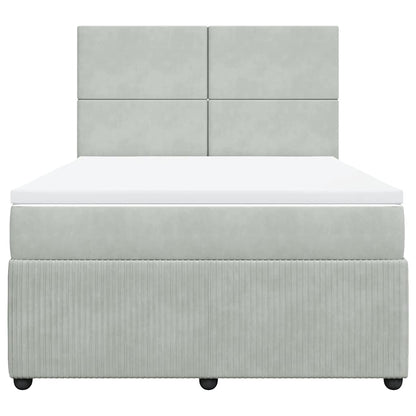 Boxspringbett mit Matratze Hellgrau 160x200 cm Samt