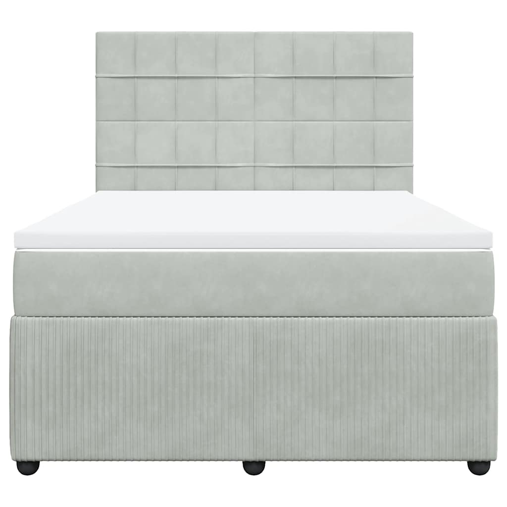 Boxspringbett mit Matratze Hellgrau 160x200 cm Samt