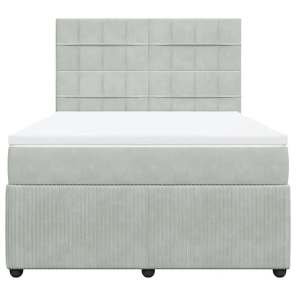 Boxspringbett mit Matratze Hellgrau 160x200 cm Samt