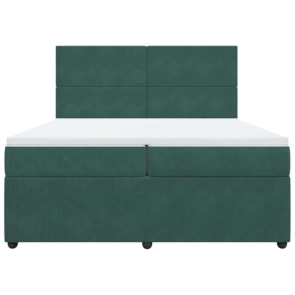 Boxspringbett mit Matratze Dunkelgrün 200x200 cm Samt