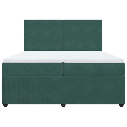 Boxspringbett mit Matratze Dunkelgrün 200x200 cm Samt