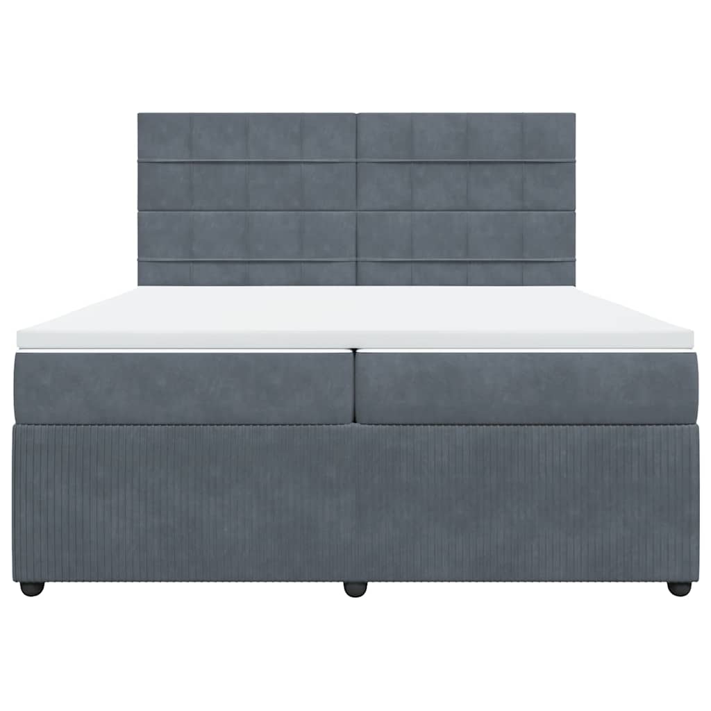 Boxspringbett mit Matratze Dunkelgrau 200x200 cm Samt