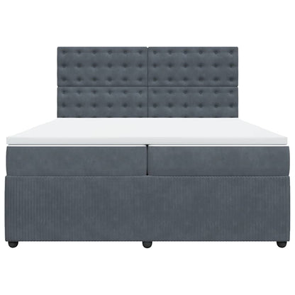Boxspringbett mit Matratze Dunkelgrau 200x200 cm Samt