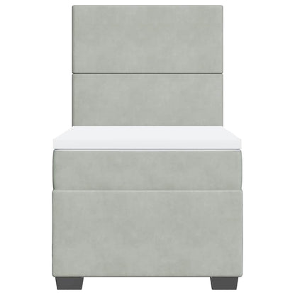 Boxspringbett mit Matratze Hellgrau 100x200 cm Samt