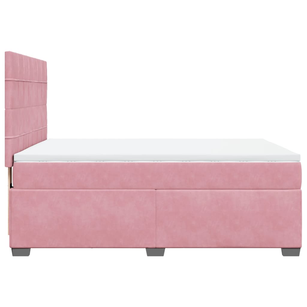 Boxspringbett mit Matratze Rosa 140x200 cm Samt