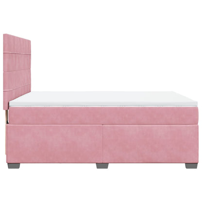 Boxspringbett mit Matratze Rosa 140x200 cm Samt