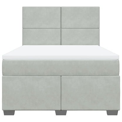 Boxspringbett mit Matratze Hellgrau 160x200 cm Samt