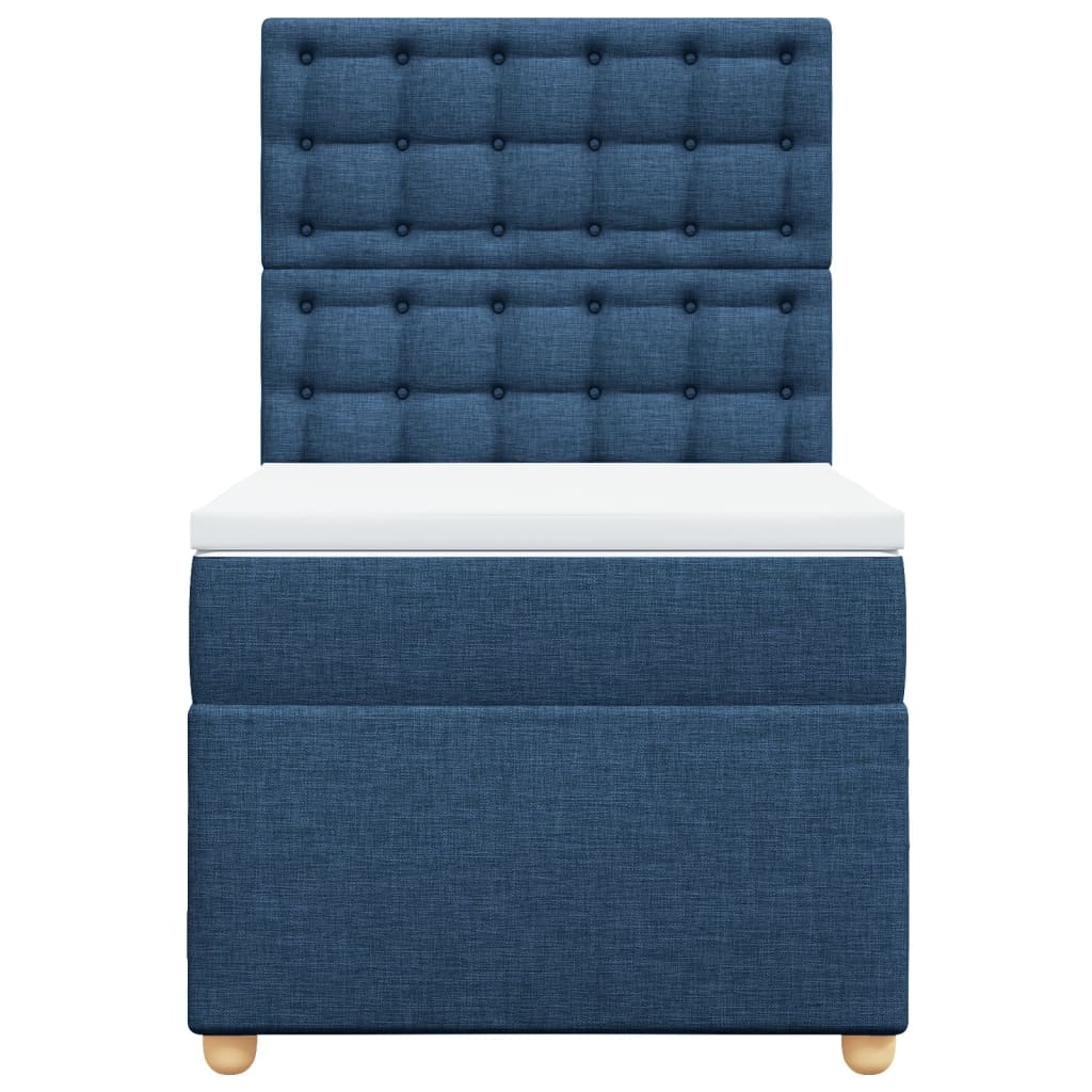 Boxspringbett mit Matratze Blau 100x200 cm Stoff