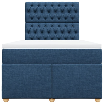 Boxspringbett mit Matratze Blau 120x200 cm Stoff