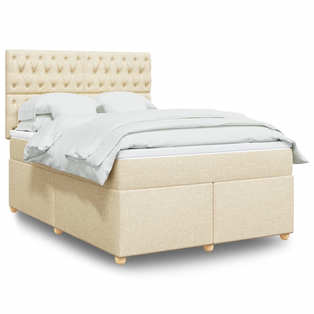 Boxspringbett mit Matratze Creme 140x200 cm Stoff