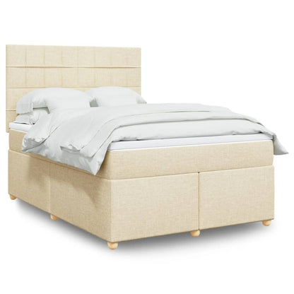 Boxspringbett mit Matratze Creme 160x200 cm Stoff
