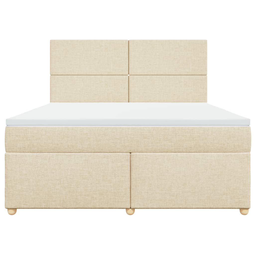 Boxspringbett mit Matratze Creme 180x200 cm Stoff