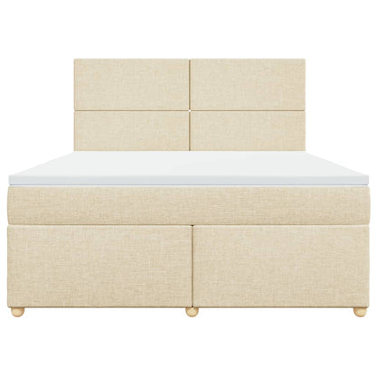 Boxspringbett mit Matratze Creme 180x200 cm Stoff