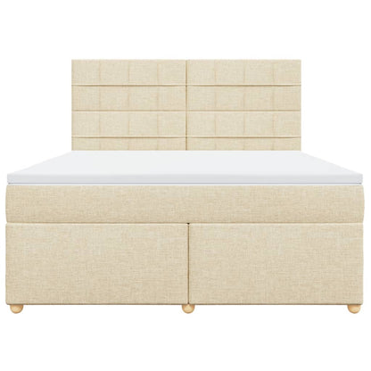 Boxspringbett mit Matratze Creme 180x200 cm Stoff